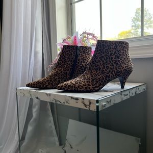 NEVER WORN kitten heel leopard print booties in size 10.